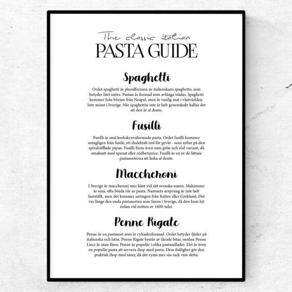 pastaguide poster tavla pasta