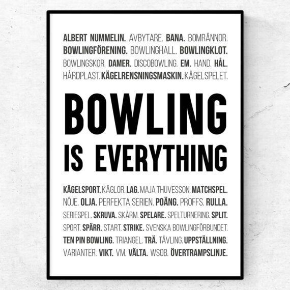 bowling poster ord tavla bowlingbana käglor