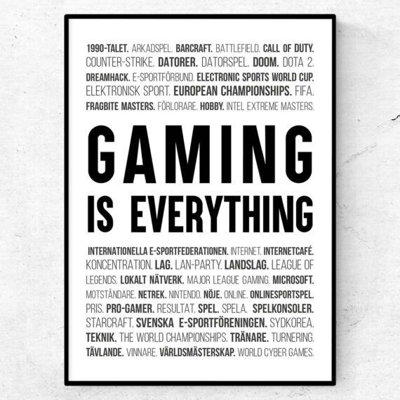gaming e-sport poster ord tavla datorspel tv-spel esport