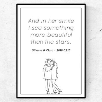 And in her smile I see something more beautiful than the stars poster kärlek eget citat