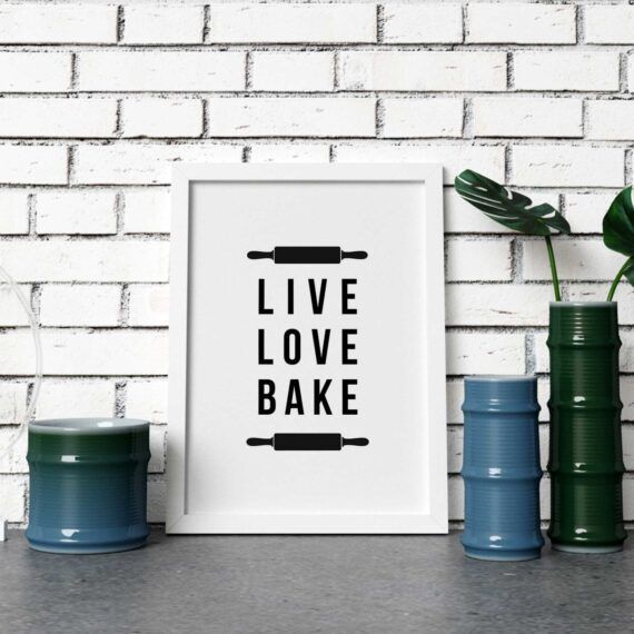 live love bake poster bakning mat kök tavla