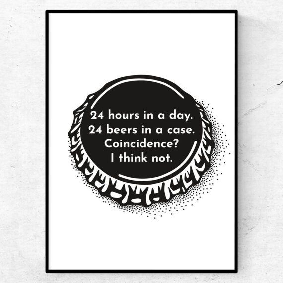 24 hours in a day. 24 beers in a case. Coincidence? I think not poster tavla öl