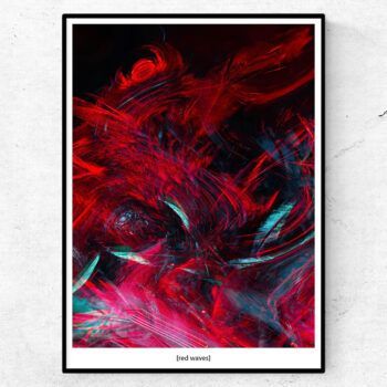 red waves abstrakt poster