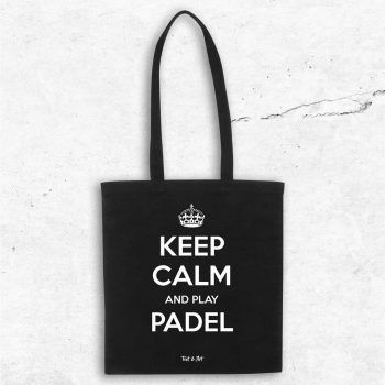 Keep calm and play padel svart tygpåse väska