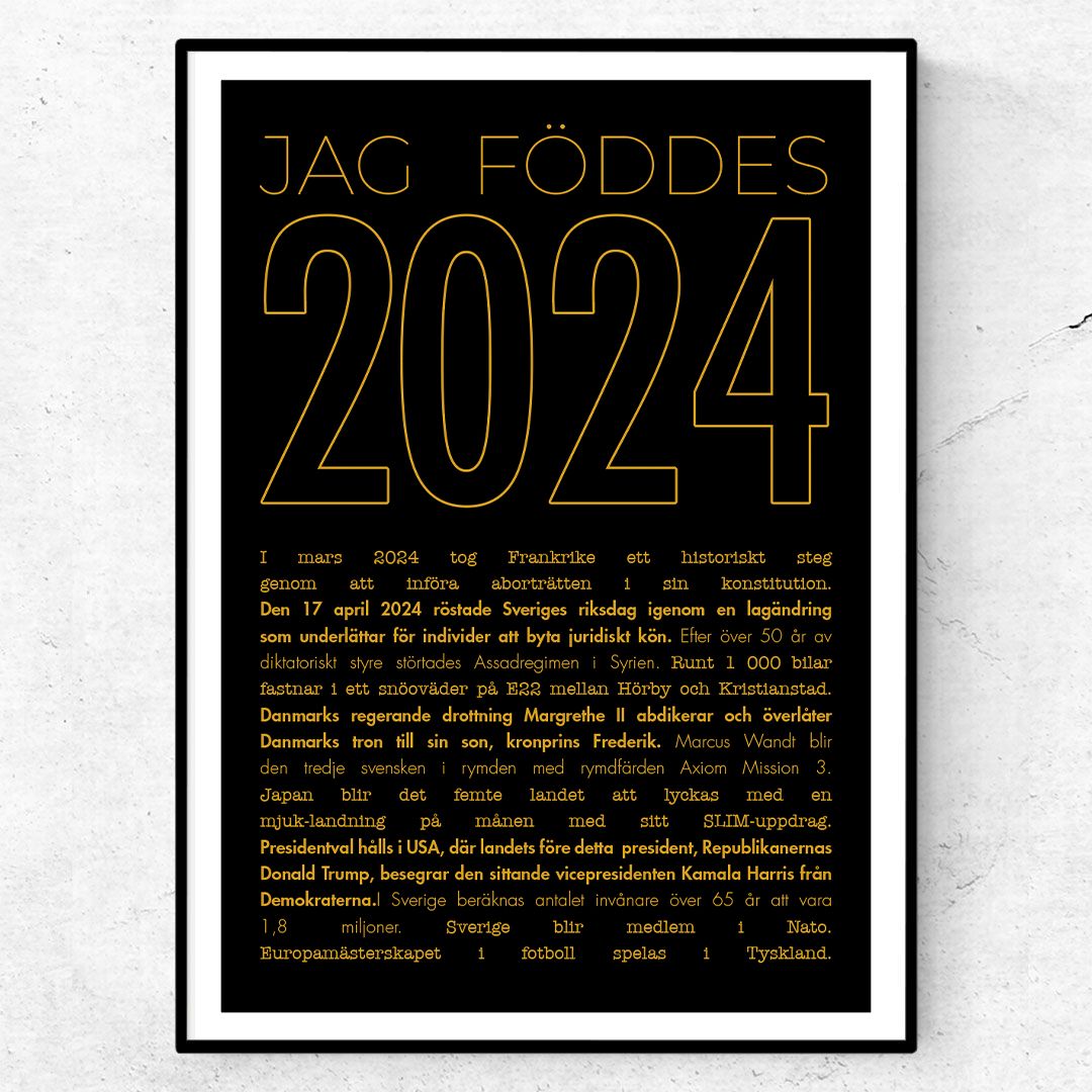 Elegant guldplakat för födelsen 2024